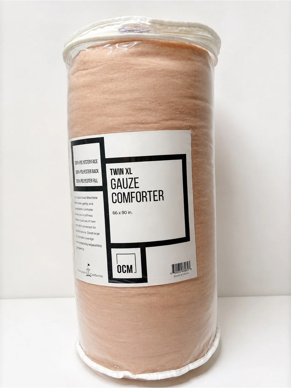 Ocm Twin XL Gauze Comforter in Peach